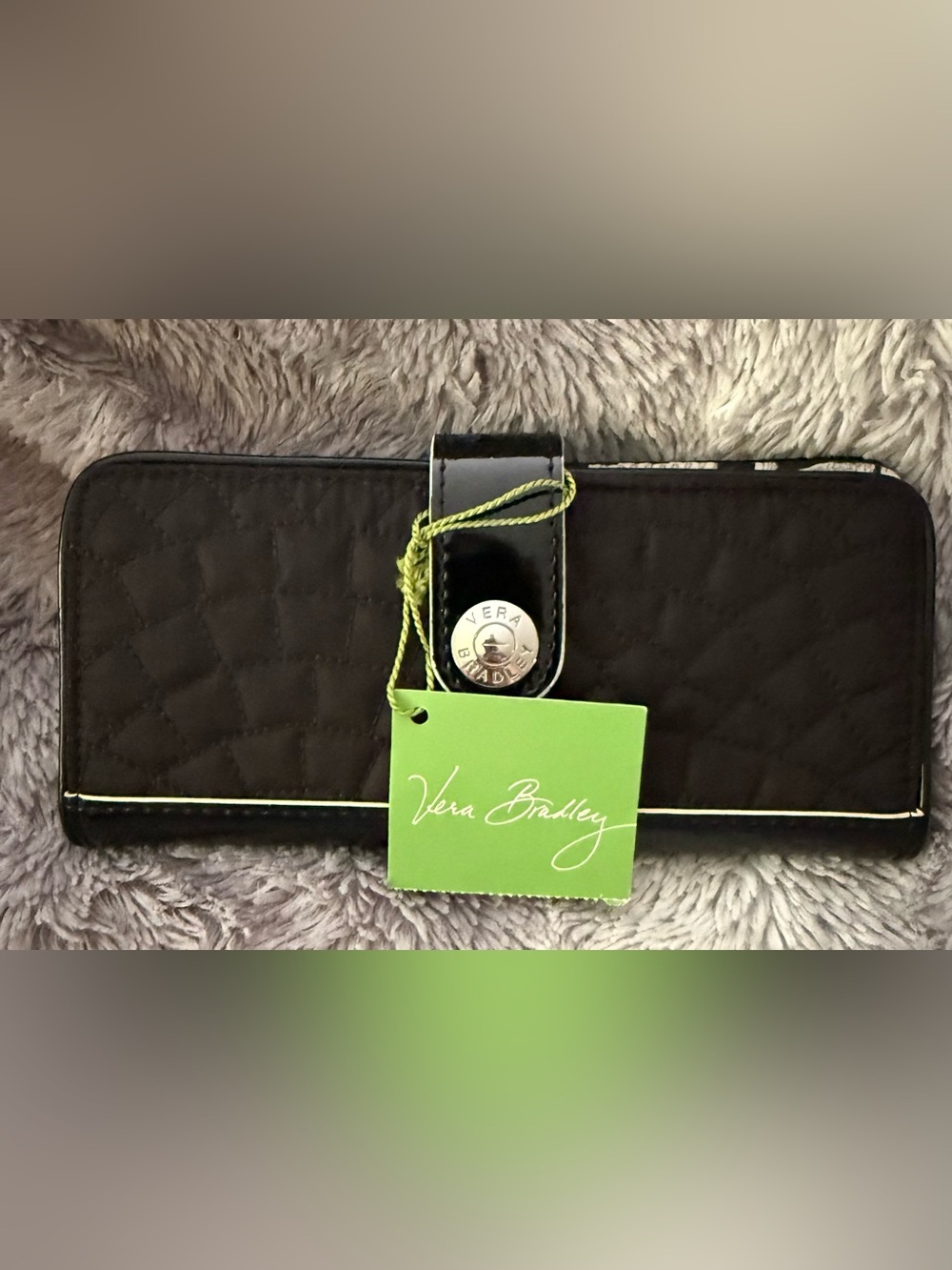Vera Bradley Cafe Quilted Wallet~ Black/retired Cafe Latte pattern NWT - Picture 3 of 10